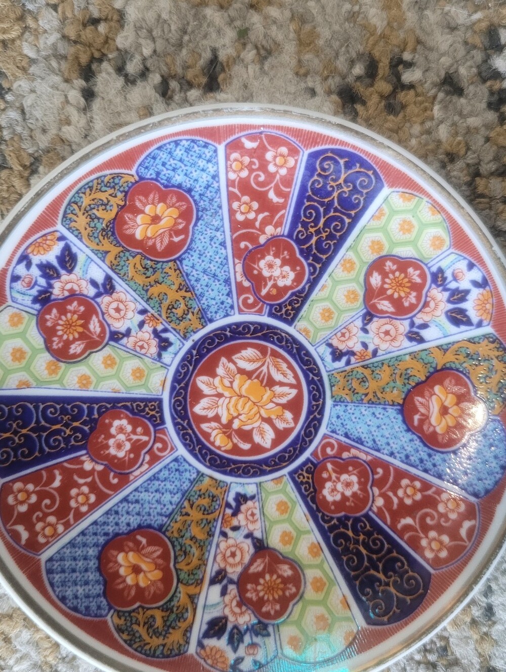 Antique Japanese Imari Porcelain Plate – Hand-Painted Fan & Floral Panel Design,